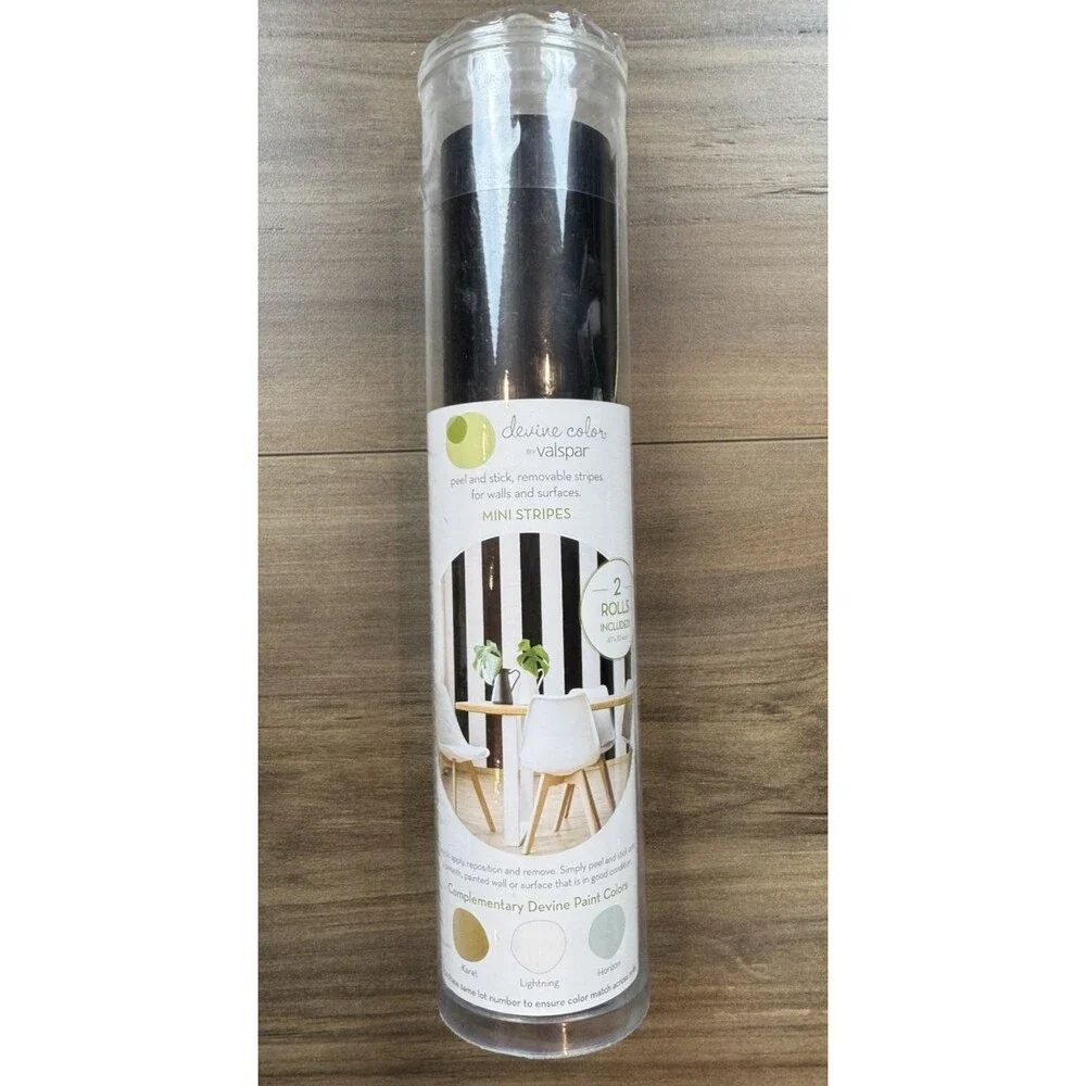 Devine Color Valspar Mini Stripe Black Peel Stick Wallpaper Removable